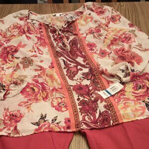 Charter Club Size XL Cream and Burnt Orange Top (NWT)